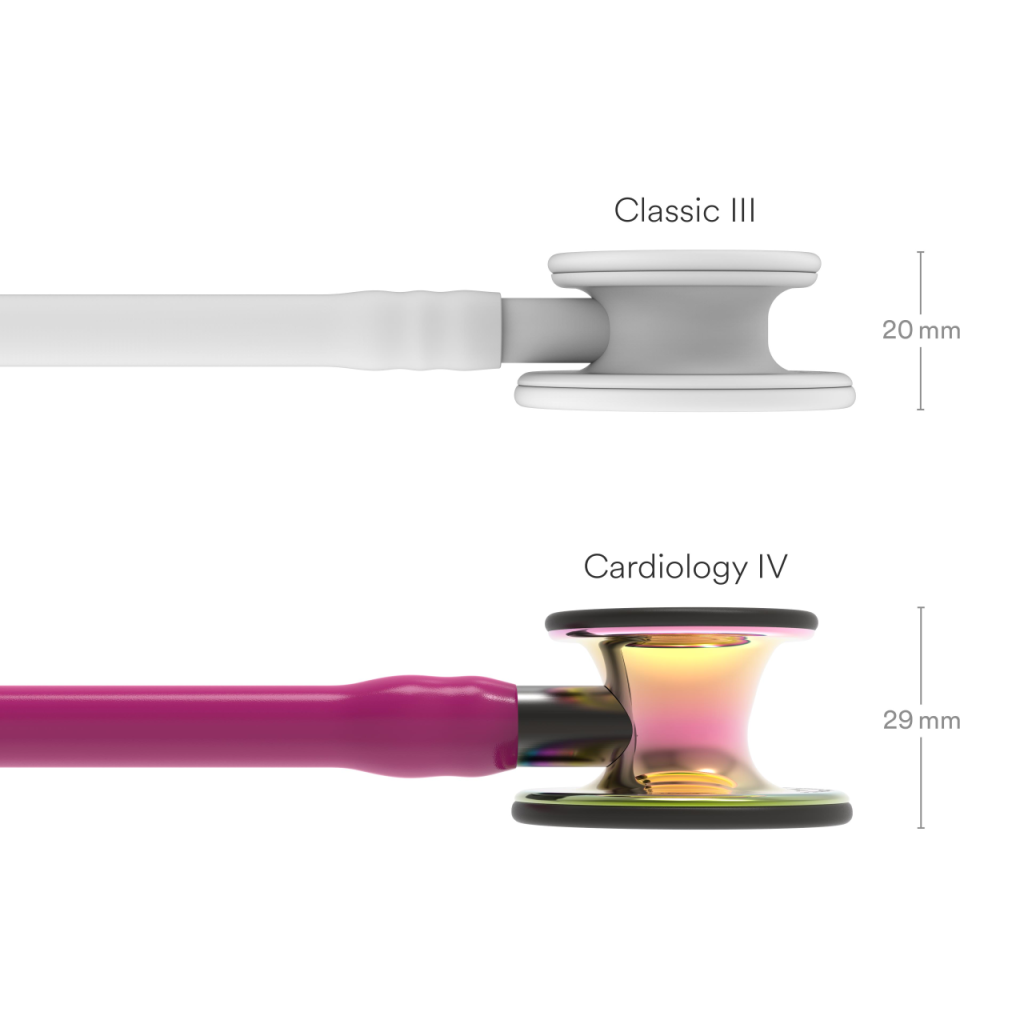 Stetoscop 3M Littmann Cardiology IV Roz capsula curcubeu finisaj oglinda 6241  - capsula comparatie