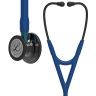 Pachet cardio - Stetoscop Littmann Cardiology IV Bleumarin capsula fumurie stem albastru 6202 + Borseta stetoscop Cardio Neagra